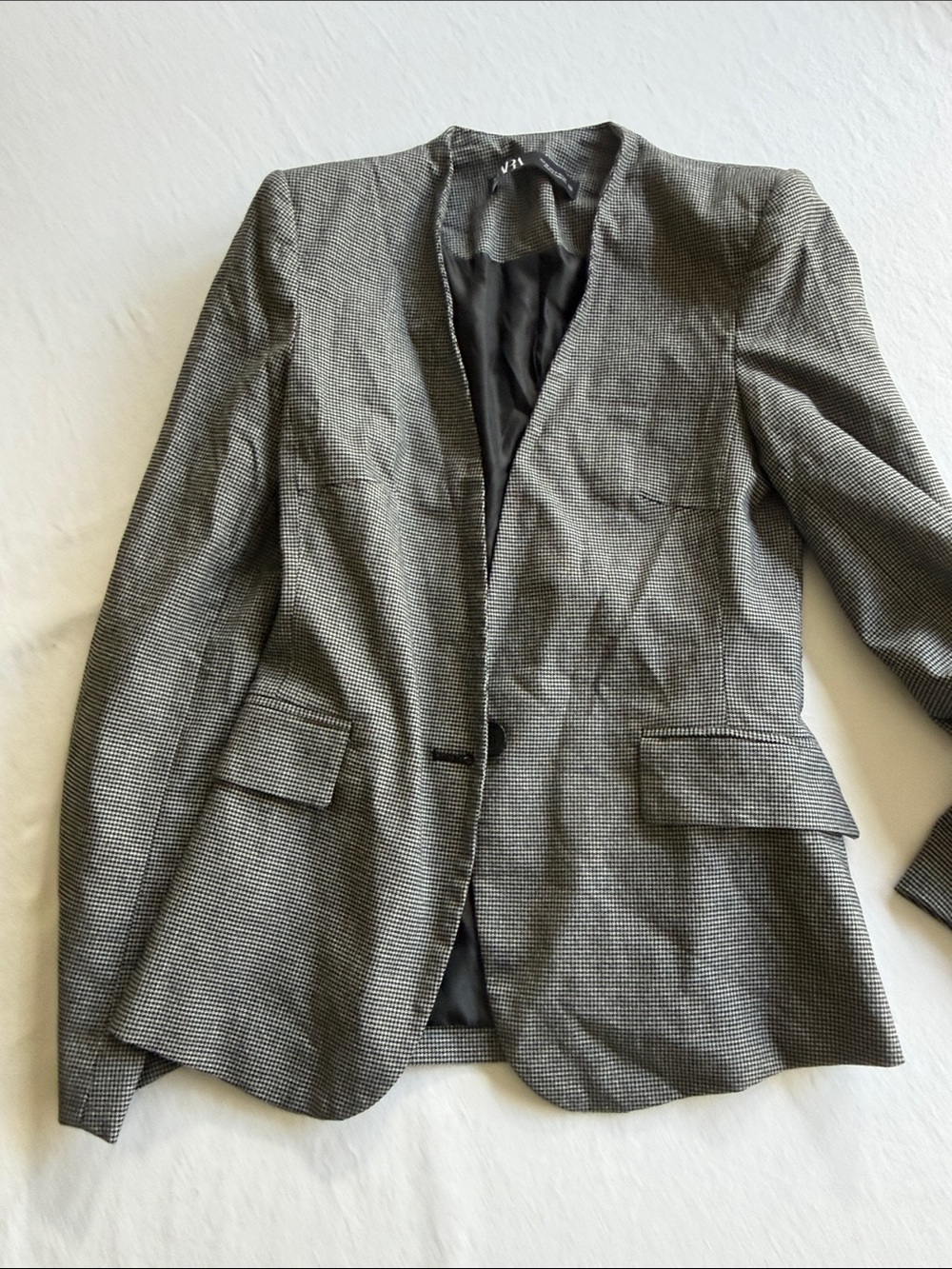Zara Gray and Black Houndstooth Women's Blazer